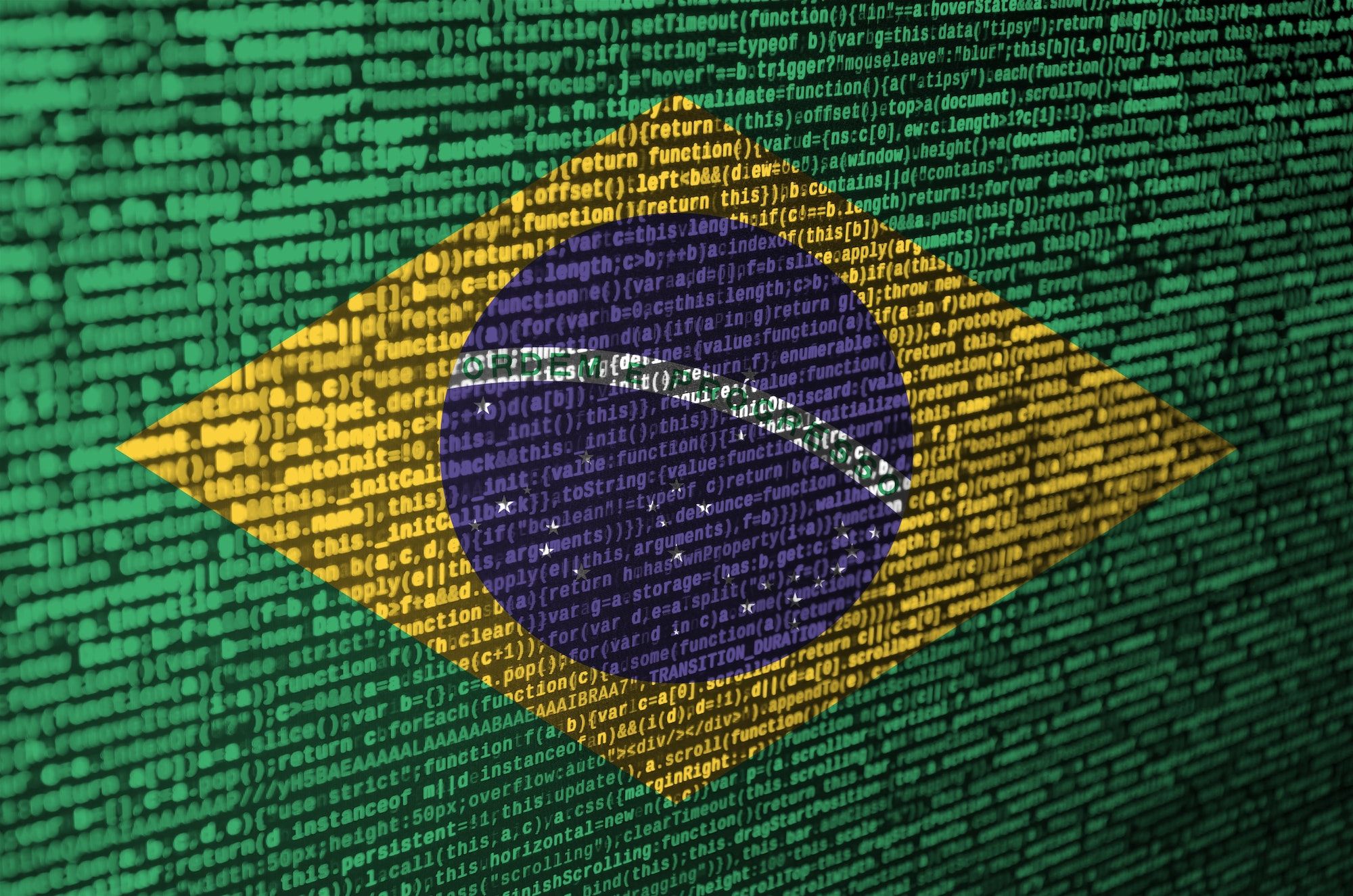 Brazil Flag Is Depicted On The Screen With The Program Code