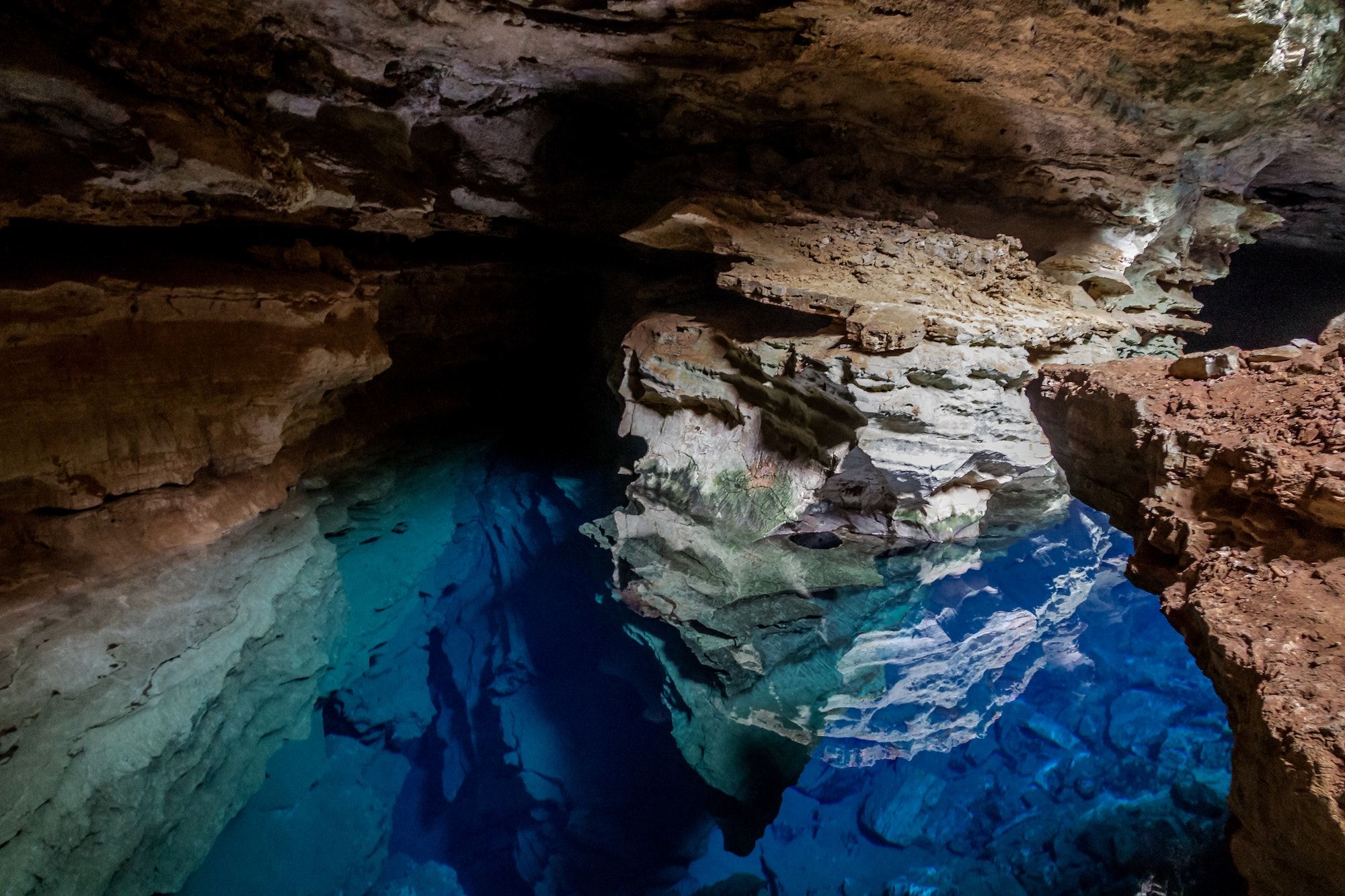 Poço Azul, Cave With Blue Transparent Water In Chapada Diamantina - Bahia, Brazil